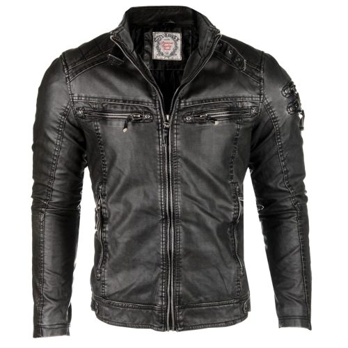 Cipo & Baxx fashionable black faux leather jacket CM124 BLACK